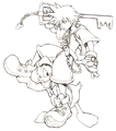 Concept art of Sora and Donald.