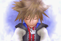 An older Sora continues to rest as his memories are being restored.
