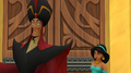 Jasmine is captured by Jafar, who is confronted by Sora and Aladdin at the Palace Gates.