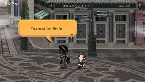Screenshot of the An Unfamiliar Town cutscene from KHUX