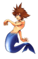 Full-body portrait of Sora's Atlantica Form in Kingdom Hearts.