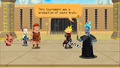 Hades confronts Player, Phil, Cloud, and Hercules.