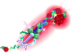 The final upgrade of the Divine Rose<span style="font-weight: normal">&#32;(<span class="t_nihongo_kanji" style="white-space:nowrap" lang="ja" xml:lang="ja">ラヴィアンローズ</span><span class="t_nihongo_comma" style="display:none">,</span>&#32;<i>Ra Vi an Rōzu</i><span class="t_nihongo_help noprint"><sup><span class="t_nihongo_icon" style="color: #00e; font: bold 80% sans-serif; text-decoration: none; padding: 0 .1em;">?</span></sup></span>)</span> Keyblade.