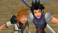 Zack holds around Ventus's shoulder as they are both laughing.