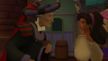 Esmeralda is captured by Frollo to be burned at the stake.