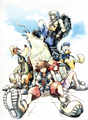 Sora with the main cast in the "Respite (Day)" promotional artwork.