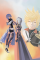 Ventus with Aqua and Terra-Xehanort on the cover of the third volume of the Kingdom Hearts Birth by Sleep novel.