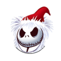 Jack Skellington's party and health bar sprite while in his Santa outfit.
