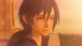 Flashback of Xion smiling on the clock tower in the opening scene.
