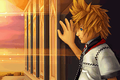Roxas looking forward in the ending of Kingdom Hearts Chain of Memories Reverse/Rebirth.