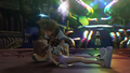 Sora and a comatose Kairi in a flashback of Hollow Bastion in the opening.