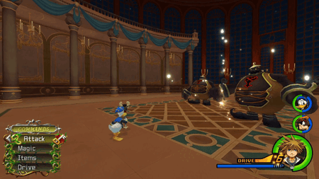 Donald using Donald Thunder in Beast's Castle.