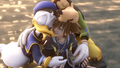 Sora, Donald, and Goofy reunite on the Destiny Islands after the battle against Xemnas.