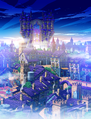 Promotional image of Daybreak Town for the Kingdom Hearts Union χ[Cross] Fan Event.
