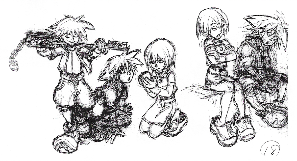 File:Sora and Kairi (Concept Art 1).png - Kingdom Hearts Wiki, the ...